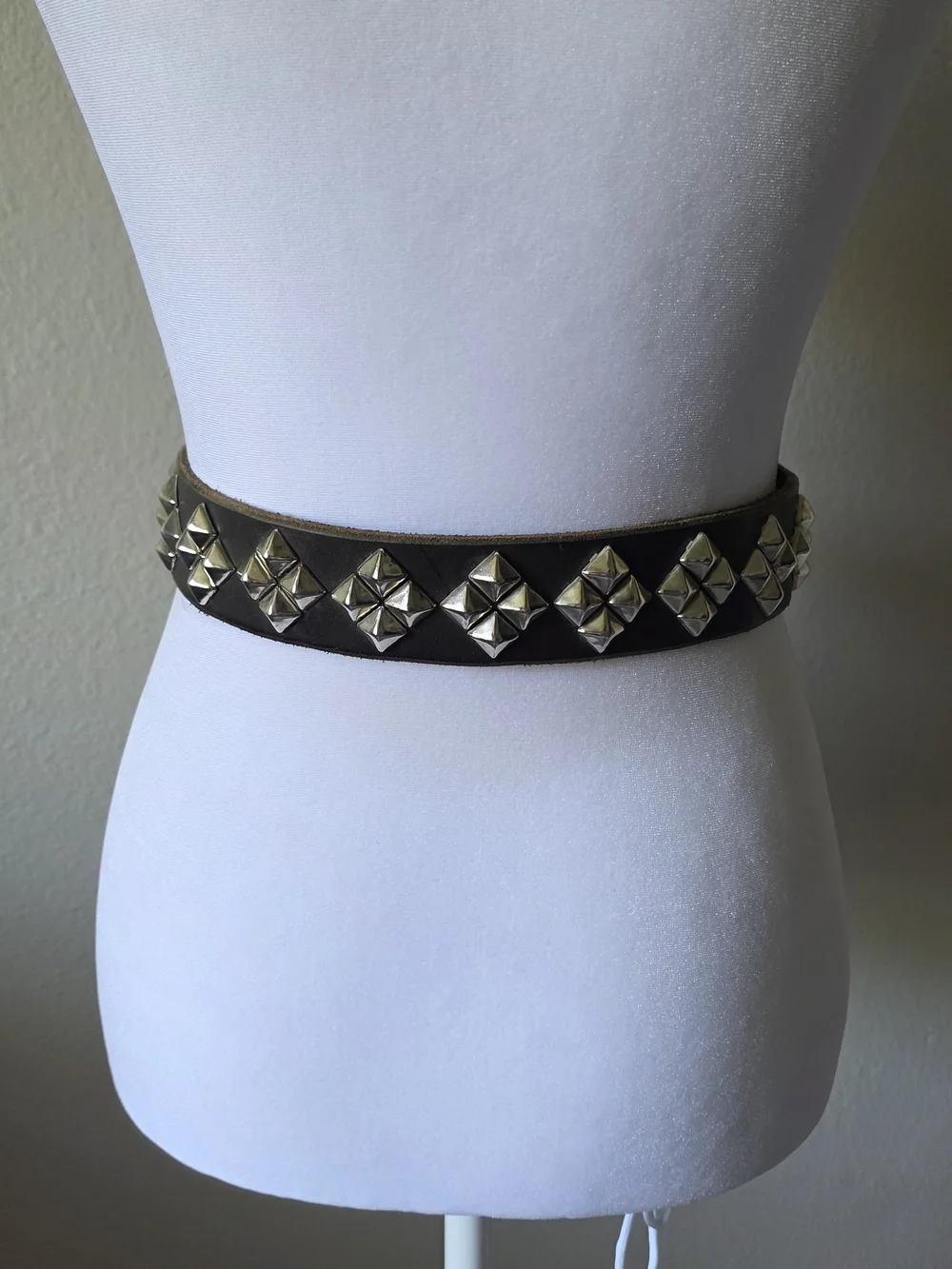 Dark Brown Silver Studded Punk Rock Vintage Genuine Leather Belt
